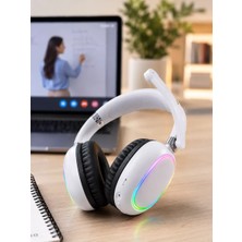 Nurton Beyaz Kablosuz Bluetooth Kulaklık Mikrofonlu Ergonomik Kulak Üstü Tasarım