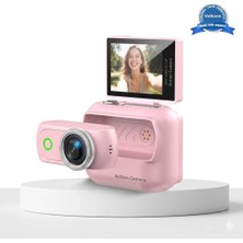 Valor 1080P Dijital Video Kamera (32GB) Kart Dijital Vlog Fotoğraf Makinesi  Türkçe Pembe