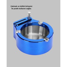 Nurton Yuvarlak Metal Küllük Çakmak Entegreli Dayanıklı Yapı Yeni Nesil