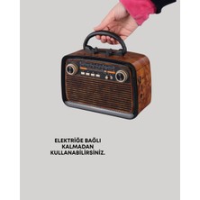 Nurton Nostaljik Radyo Görünümlü Bluetooth Hoparlör – Fm/am Yayın Kablosuz Bağlantı Şarj Edilebilir