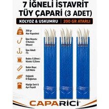 Çaparici 7 Iğneli Istavrit-Uskumru-Kolyoz Tüy Çapari(3 Adet)4 Numara Iğne 200 gr Atarlı