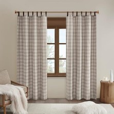 Park Anaheim Kabin Ekose Perde Penceresi, Isı Yalıtımlı Polar Astar, Oturma Odası Dekoru Yatak Odası Için Işık Engelleyici Örtüsü, 1-Tekli Panel Paketi, 50" x 84", Suni Deri Tab, Kahverengi