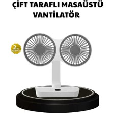 Nemere Ithalat 720° Dönebilen Çift Başlıklı USB Şarjlı Masaüstü Vantilatör – Sessiz ve Güçlü Serinlik