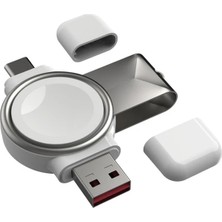 Nurton Ally Apple Iwatch Için Taşınabilir 2 In 1 USB + Type-C Şarj STANDI-(5775)