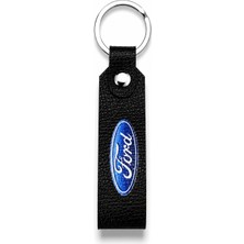 SAVEK Ford Logo Baskılı Siyah Suni Deri Anahtarlık