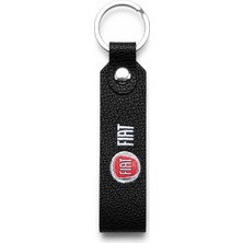 SAVEK Fiat Logo Baskılı Siyah Suni Deri Anahtarlık
