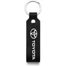SAVEK Toyota Logo Baskılı Siyah Suni Deri Anahtarlık Şık Tasarım ve Metal Anahtarlık Halkası
