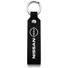 SAVEK Nissan Logo Baskılı Siyah Suni Deri Anahtarlık