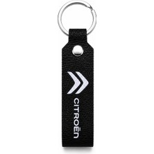 SAVEK Citroen Logo Baskılı Siyah Suni Deri Anahtarlık