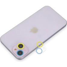 Bezos iPhone 13 Renkli Kamera Lens Koruma Cam - Sarı-Mavi