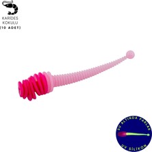 Silikon Kurt Yem - 2,1g 70MM - Fishack Wormix - 10 Adet - Uv - Pembe/beyaz