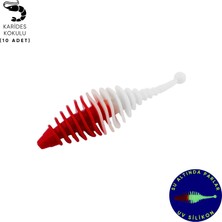 Silikon Kurt Yem - 3g 65MM - Fishack Wormix - 10 Adet - Uv - Kırmızı/beyaz
