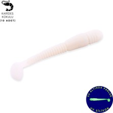 Silikon Kurt Yem - 1,1g 55MM - Fishack Wormix - 10 Adet - Uv - Beyaz