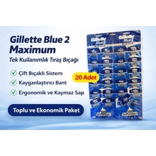 Bezos Jilet Blue 2 Maximum Tek Kullanımlık Tıraş Bıçağı 20 Adet Ekonomik Paket