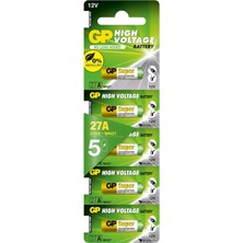Brf Store Pmstore Gp Batteries GP27A Süper Alkalin 27A/MN27 Boy Pil, 12 Volt, 5'li Kart