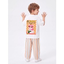 Elibaby Pamuklu Oversize Baskılı Tişört (Kırık Beyaz)
