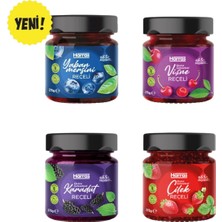 Harras Şeker Ilavesiz! 4'lü Reçel Seti (Yaban Mersini, Vişne, Karadut, Çilek) - %65 Meyveli 4 x 275G