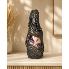 Züzü Design El Yapımı  Kadın Figürlü Yeşil Dekoratif Şişe | Lüks Modern Sanat Biblo Ev Salon Ofis Dekoru 29 cm