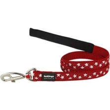 Bezos Kırmızı Üzerine Beyaz Yıldızlı Köpek Uzatma Tasması Small 15 mm 1,2m