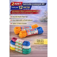 Bezos 2 Adet Naylon Çamaşır Ipi 6 Metre Dayanıklı Örgü Çamaşır Askı Ipi Toplam 12 Metre