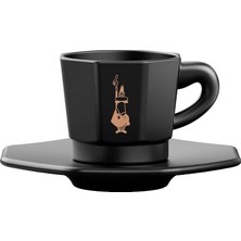 Brf Store Pmstore Bialetti - 4'lü Espresso Fincan Seti - Sekizgen Tasarım - Siyah Renk - Porselen
