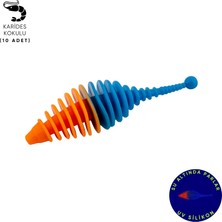 Silikon Kurt Yem - 3g 65MM - Fishack Wormix - 10 Adet - Uv - Turuncu/mavi