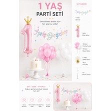 Deha Parti 1 Yaş Parti Seti Kız Pembe 1 Yaş Doğum Günü Süsleri Ilk Yaş Doğum Günü Parti Malzemeleri 1 Rakam Folyo Balon Banner Balon Standı Konfeti Balon Masa Süsleme Seti