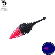 Silikon Kurt Yem - 3g 65MM - Fishack Wormix - 10 Adet - Uv - Pembe/siyah