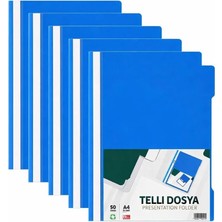 Brf Store Pmstore Telli Dosya Mavi A4 – 50'li - 5 Paket Plastik Klasör Delikli