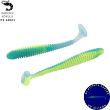 Fishack Silikon Kurt Yem - 4,2g 105MM - Turna/levrek Silikonu - 10 Adet - Mavi/yeşil