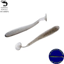 Fishack Silikon Kurt Yem - 4,2g 105MM - Turna/levrek Silikonu - 10 Adet - Gri/beyaz