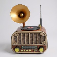 Brf Store Pmstore Coverzone 11CM Mini Boy Gramafon Bluetooth Radyo - Fm/am/sw Bandları, Şarjlı Batarya, Usb/mi