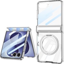 Alan Tech Galaxy Z Flip 8 Kılıf M-Safe Şarj Özellikli Zore Kıpta Kpt-05 Ring Standlı Sert Pc Kapak