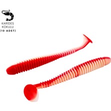 Fishack Silikon Kurt Yem - 4,2g 105MM - Turna/levrek Silikonu - 10 Adet - Kırmızı/beyaz