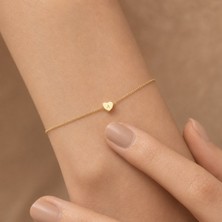 Nox Jewelry 14 Ayar Altın Kaplama Gümüş Harf İşlemeli Kalp Bileklik - CB00118
