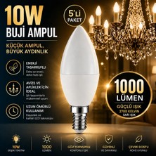 Repplam Horoz 10W Buji LED Ampul Sarı Işık 1000 Lümen Ince Duylu Ampul Mum Ampul E 14 Duylu