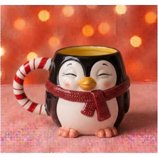 KYA CERA Penguen Kabartmalı El Yapımı Seramik Kupa 3D Özel Tasarım
