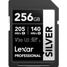 Lexar Profesyonel Sılver Sd Kart 256 Gb, 205 Mb/s'ye Kadar Okuma, 140MB/S Yazma, Sdxc Uhs-I Hafıza K
