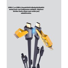 Marsilyan Örgülü Tasarım 4’ü 1 Arada Usb-C Lightning Hızlı Şarj Kablosu