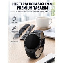 Epilons 3 Kordonlu Amoled Ekran Bluetooth Aramalı Akıllı Saat Metal, Deri ve Silikon Kordon Seti