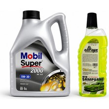 Mobil Süper 2000 Xe Acea C2 5W-30 Dpf Motor Yağı 4 Litre + Oto Şampuan 1000 ml