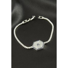 Bijuteri Net Altıgen Zirkon Taşlı Çocuk Bileklik 16 cm