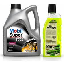 Mobil Süper 2000 X1 10W-40 Motor Yağı 4 Litre + Oto Şampuan 1000 ml