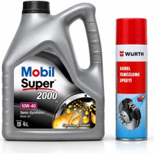 Mobil Süper 2000 X1 10W-40 Motor Yağı 4 Litre + Würth Balata Spreyi 500 ml