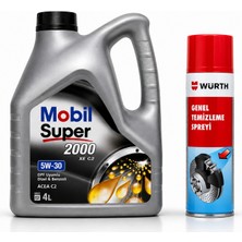 Mobil Süper 2000 Xe Acea C2 5W-30 Dpf Motor Yağı 4 Litre + Würth Balata Spreyi 500 ml