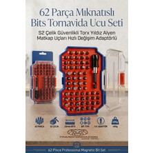 Transformacion 62 Parça Profesyonel Mıknatıslı Bits Tornavida Ucu Seti S2 Çelik Güvenlikli Torx Yıldız Alyen Matkap Uçları Hızlı Değişim Adaptörlü Lokma Tamir Seti 723405