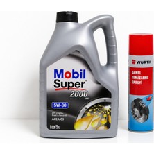 Mobil Süper 2000 Xe Acea C3 5W-30 Dpf Motor Yağı 5 Litre + Würth Balata Spreyi 500 ml