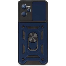 Aslanoğlu Store Newface Realme C35 Kılıf Pars Lens Yüzüklü Silikon - Lacivert