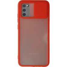 Aslanoğlu Store Newface Samsung Galaxy A03S Kılıf Palm Buzlu Kamera Sürgülü Silikon - Kırmızı