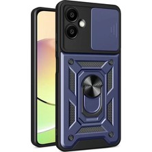 Aslanoğlu Store Newface Samsung Galaxy A06 Kılıf Pars Lens Yüzüklü Silikon - Lacivert